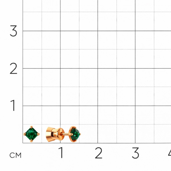 Серьги-пусеты из красного золота с турмалином